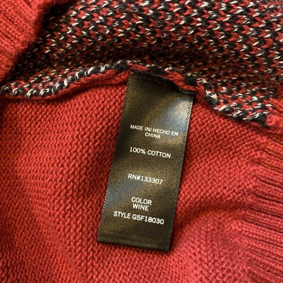 NWT Geoffrey Beene Color Block Sweater Pullover Chunky Knit Heather Red Wine L‎ - Picture 8 of 11